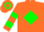 Orange, Green Diamond Hoop