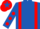 ROYAL BLUE, red braces, royal blue sleeves, red spots, red cap, royal blue star