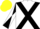 White, Black cross belts, Black and White diabolo on sleeves, Yellow cap