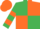 EMERALD GREEN & ORANGE QUARTERED, hooped sleeves, qtd. cap
