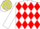 WHITE & RED DIAMONDS, white sleeves, white & yellow check cap