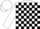 WHITE, black blocks, white cap