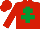 RED, emerald green Cross of Lorraine, red cap