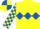 Yellow, Royal Blue triple diamond, checked sleeves and quartered cap