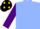 Cambridge Blue, Purple sleeves, Black cap, Gold spots