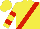 YELLOW, red sash, hooped sleeves, yellow cap