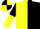 YELLOW & BLACK HALVED, sleeves reversed, quartered cap