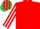 RED, red & white striped sleeves, red & emerald green striped cap