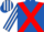 Royal Blue, Red cross belts, Royal Blue and White striped sleeves and cap