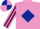 Mauve, Dark Blue diamond, Mauve and Maroon striped sleeves, Dark Blue and Mauve quartered cap