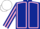 Dark Blue, Pink seams, striped sleeves, White cap