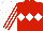 Red, white triple diamond, white and red striped sleeves, white cap