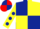 Dark Blue and Yellow (quartered), Yellow sleeves, Dark Blue spots, Dark Blue and Red quartered cap