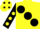 Yellow, large Black spots, Black sleeves, Yellow spots, Yellow cap, Black spots
