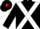 BLACK, WHITE cross belts, BLACK cap, RED diamond