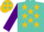 Turquoise, Gold Stars, Purple Sleeves