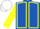 ROYAL BLUE, yellow seams, yellow sleeves, white cap