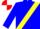 BLUE, yellow sash, red & white quartered cap