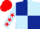 Dark Blue and Light Blue (quartered), Light Blue sleeves, Red stars, Red cap