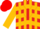 Cardinal Red,gold chevrons (back),gold stripes (front),cardinal Red chevron on Gold sleeves, Gold and Red cap