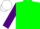 Green, White Bars On Purple Sleeves, White cap