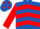 ROYAL BLUE & RED CHEVRONS, red sleeves, royal blue cap, red spots