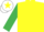 YELLOW, emerald green sleeves, white cap, yellow star