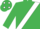 EMERALD GREEN, white sash, emerald green cap, white spots