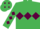EMERALD GREEN, maroon triple diamond, maroon diamonds on sleeves, emerald green cap, maroon diamonds