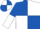 ROYAL BLUE & WHITE QUARTERED, halved sleeves, quartered cap
