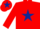 Red, Dark Blue star and star on cap