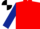 RED, dark blue sleeves, black & white quartered cap