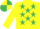 YELLOW, emerald green stars, yellow sleeves, quartered cap