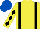 Yellow, Black braces, Yellow sleeves, Black diamonds, Royal Blue cap