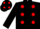 BLACK, red spots, black cap, red spots
