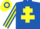Royal Blue, Yellow Cross of Lorraine, striped sleeves, hooped cap