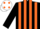 BLACK & ORANGE STRIPES, white cap, orange spots