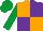 ORANGE and PURPLE (quartered), EMERALD GREEN sleeves and cap