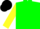 GREEN, yellow slvs, black cap