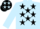 Light Blue, Black stars, Light Blue sleeves