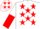 White, Red stars, halved sleeves, Royal Blue cap, Red stars
