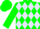 GREEN, lavender diamonds, green cap