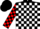 Black and White check, Red and Black check sleeves, Black cap