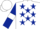 White, Dark Blue stars, Dark Blue sleeves, White armlets