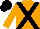 Orange, Black cross belts, Black cap