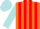 Orange and Red stripes, Powder Blue sleeves and cap