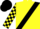 Yellow, Black sash and cap, check sleeves