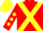 Red, Yellow cross belts, diamonds on sleeves, Yellow cap