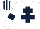 White, Dark Blue Cross of Lorraine and armlets, White and Dark Blue striped cap