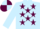 Light Blue, Maroon stars, Light Blue sleeves, quartered cap